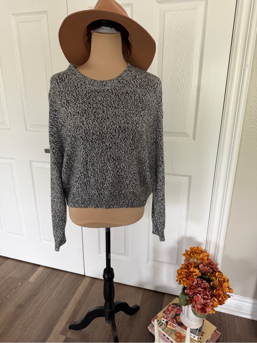 Divided Black & White Marled Crewneck Sweater